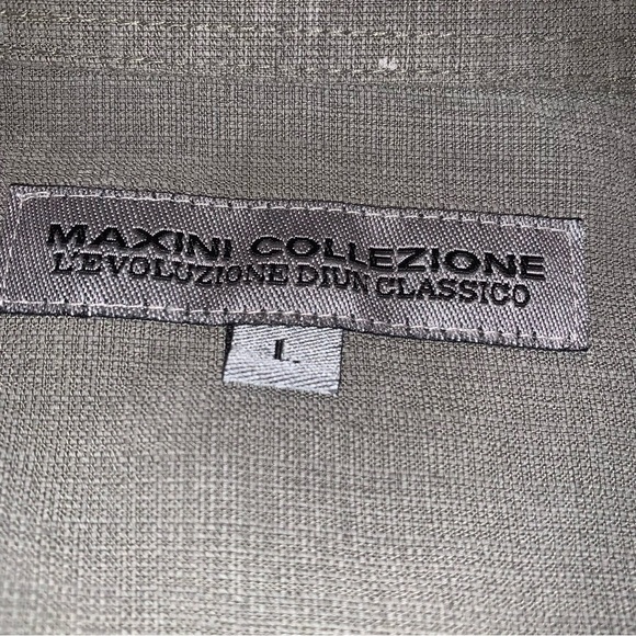 Maxini Collezione Vintage Moss Green Button Down Shirt with Collar - Picture 2 of 4